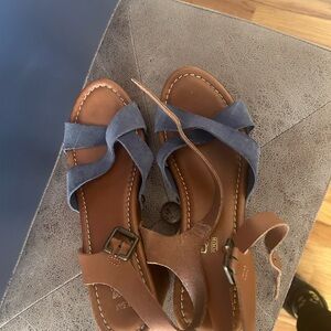 Women's Brown and Blue Sandals